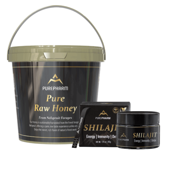 PurePharm Himalayan Shilajit Resin – 40g (100-Day Supply) + Pure Raw Honey 1.5KG Combo