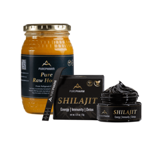 PurePharm Himalayan Shilajit Resin – 15g (37-Day Supply) + Pure Raw Honey 500 Combo